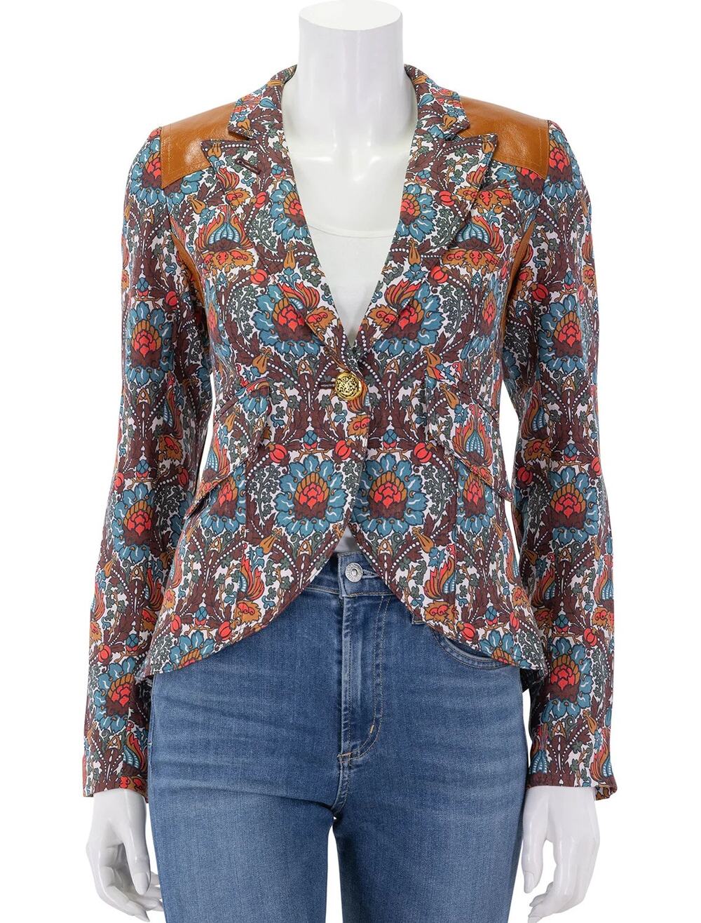 Smythe Rifle Patch Floral Blazer Leather Elbow 12